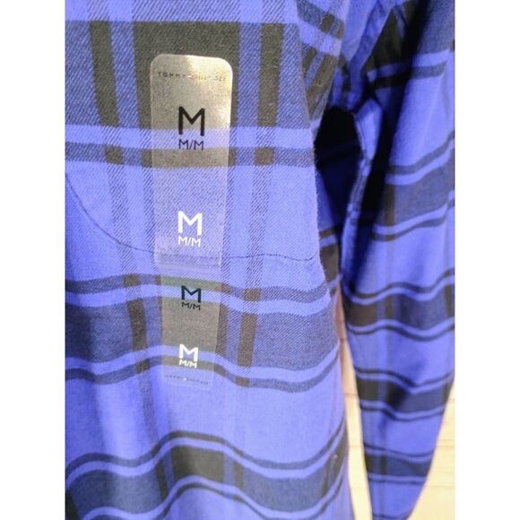 Tommy Hilfiger Men's Regular Fit Cotton Blue Plaid Flannel Long Sleeve Casual - Picture 6 of 10